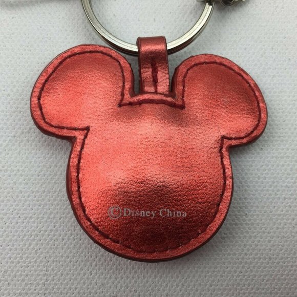 Disney China Mickey Mouse Key Chain Head Ears 3 Clip Attachments Red Silver - Picture 10 of 10